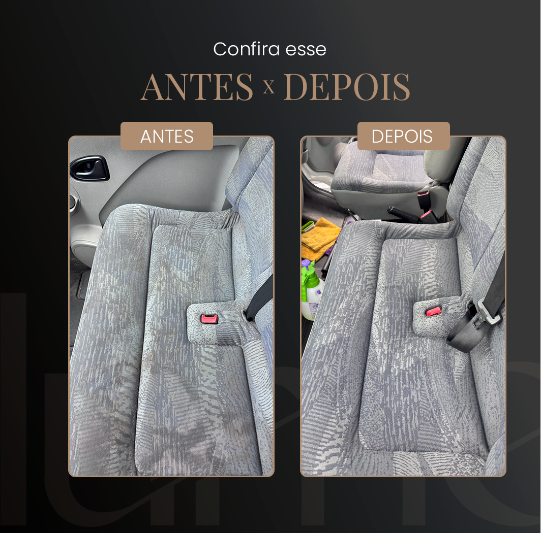 Antes e depois de banco automotivo — Lume Higienização