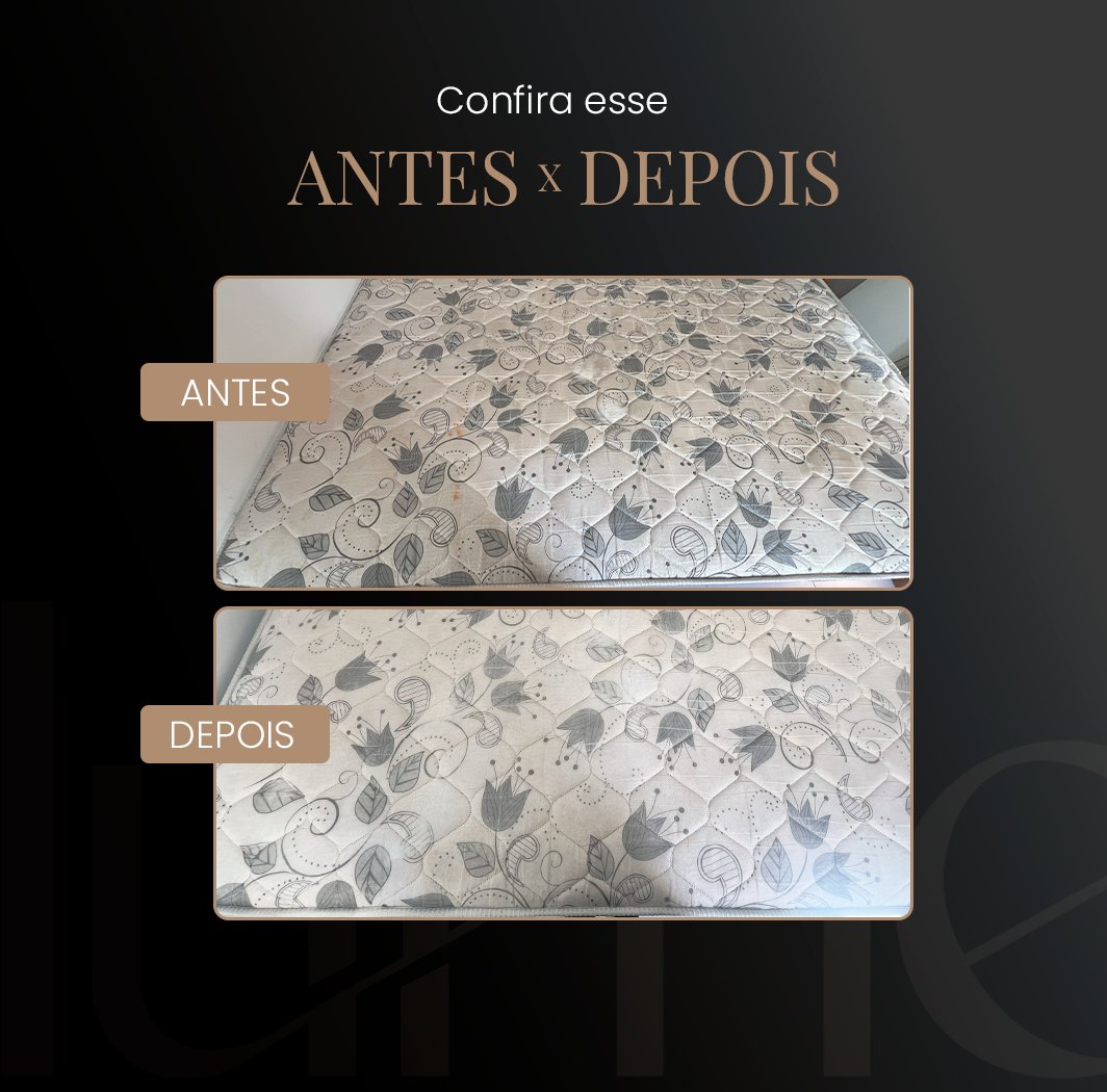 Antes e depois de colchão queen — Lume Higienização